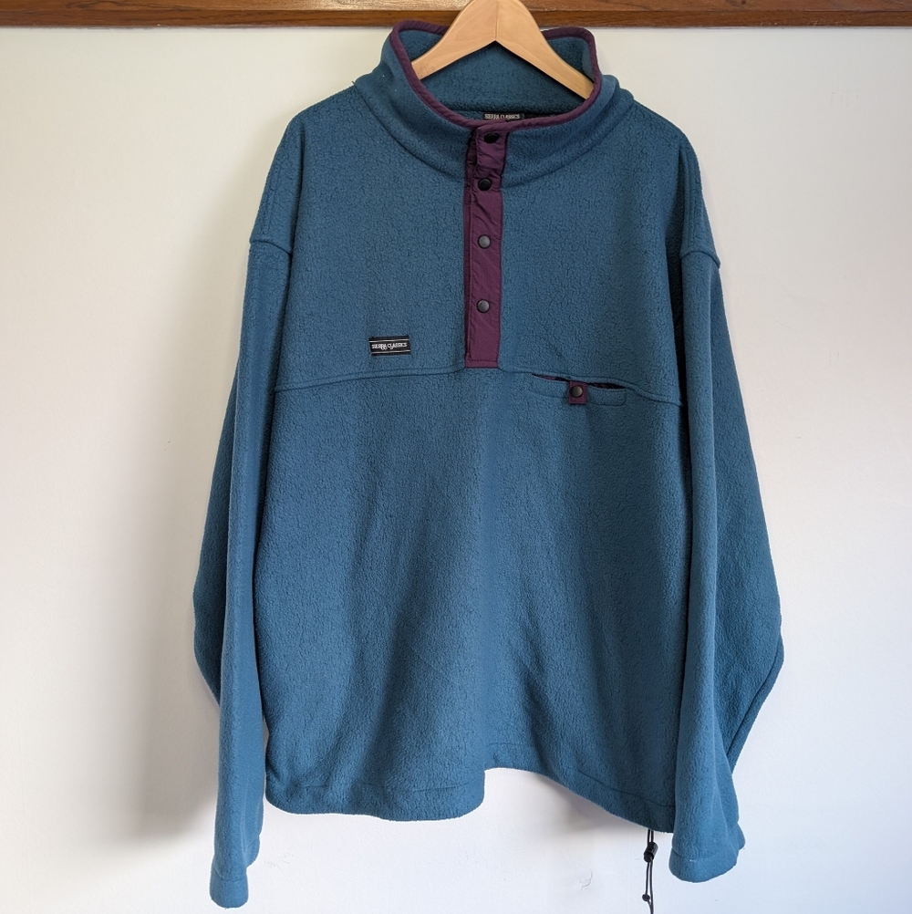 Vintage Sierra Classics Mens XL Fleece Quarter Zip Sweatshirt Jacket Sweater